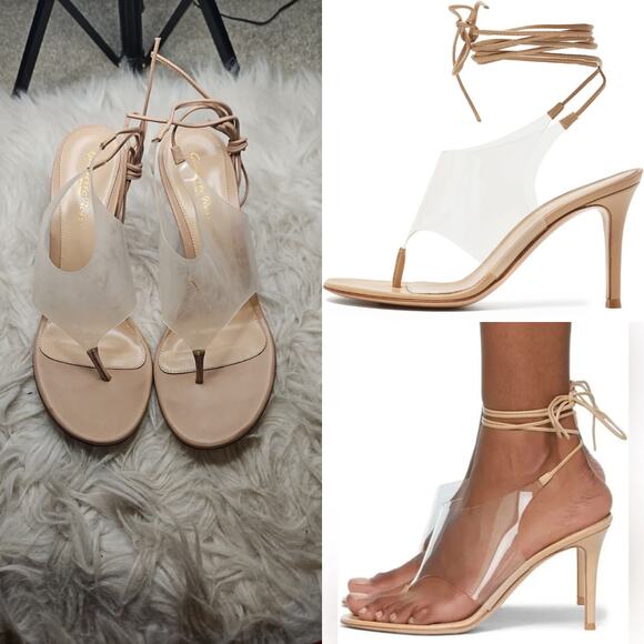 Gianvito Rossi Shoes - Gianvito Rossi Nude Lace-Up 85mm Heels – Made in Italy